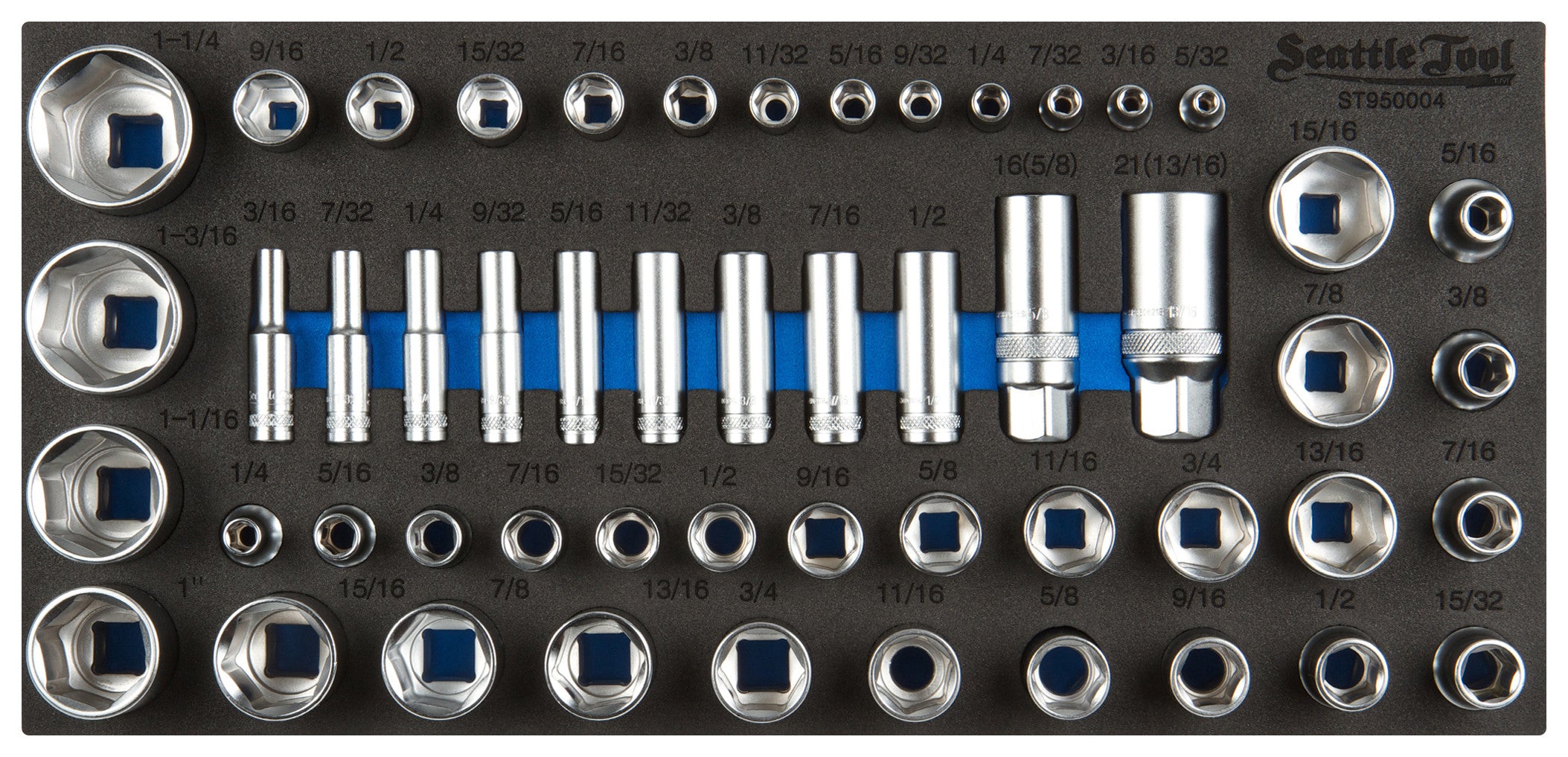 1/4", 3/8", 1/2" Socket Set - 52 Pieces SAE