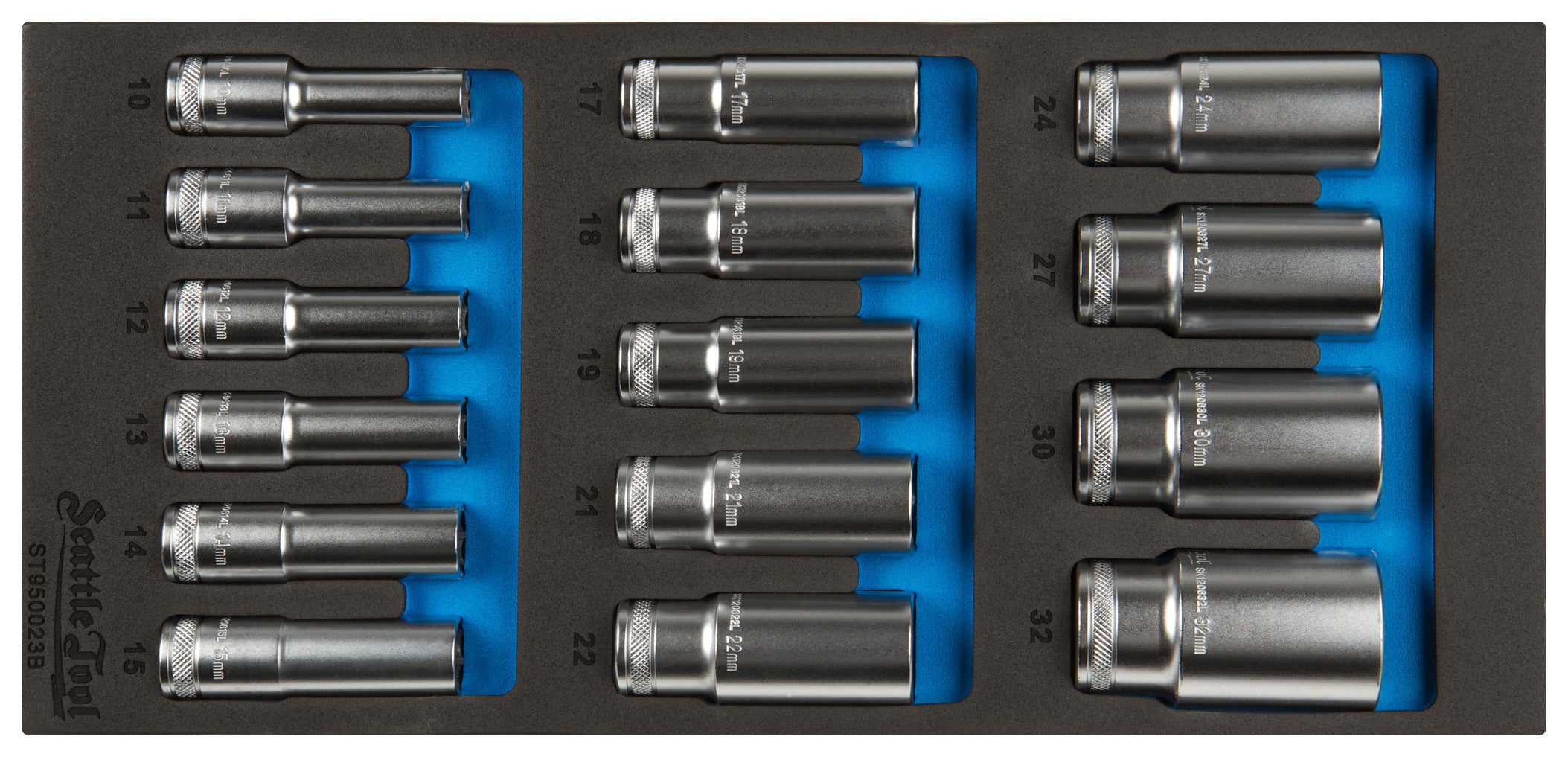1/2" Deep Socket Set - 15 Pieces Metric