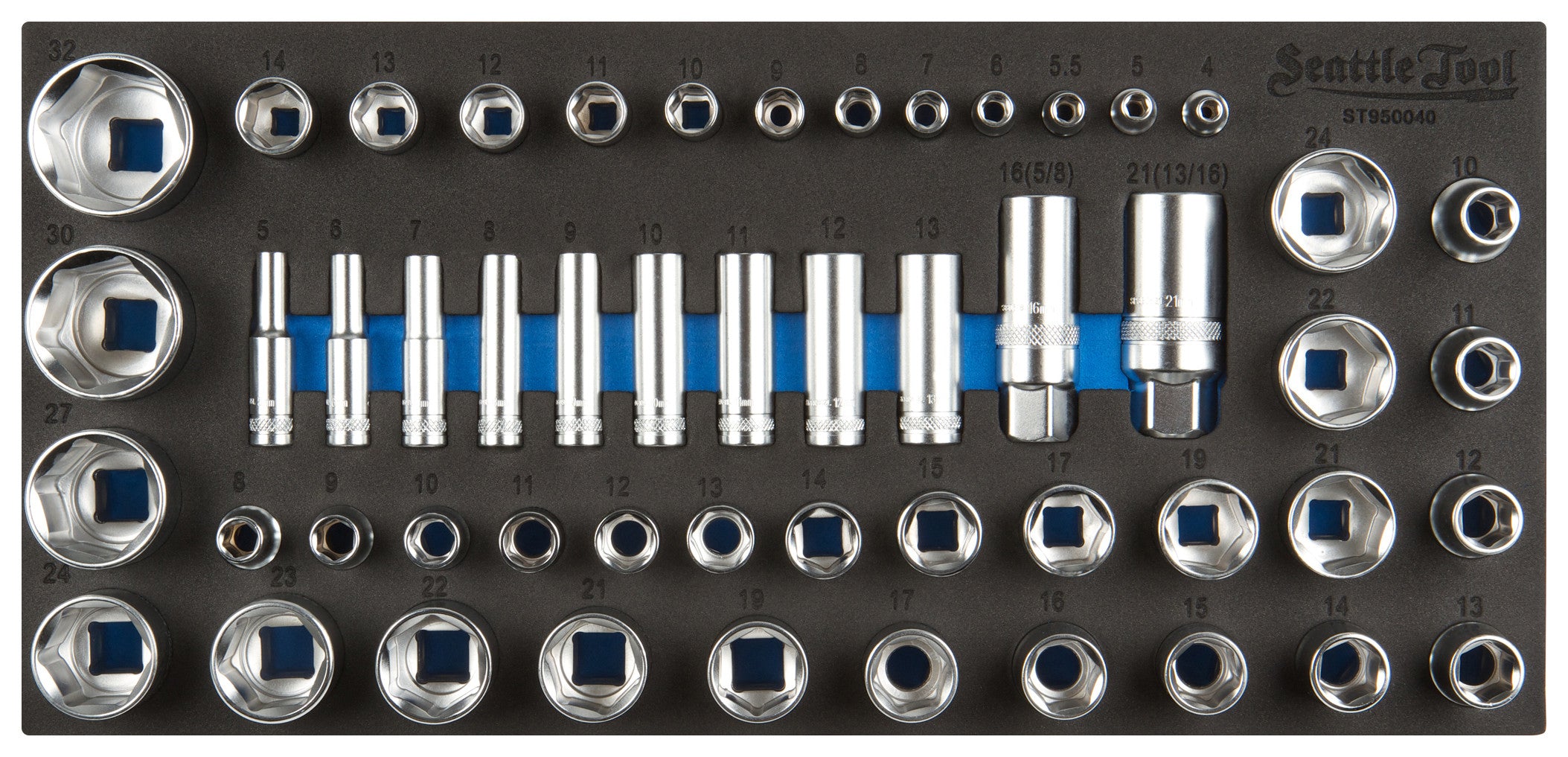 1/4", 3/8", 1/2" Socket Set - 60 Pieces Metric