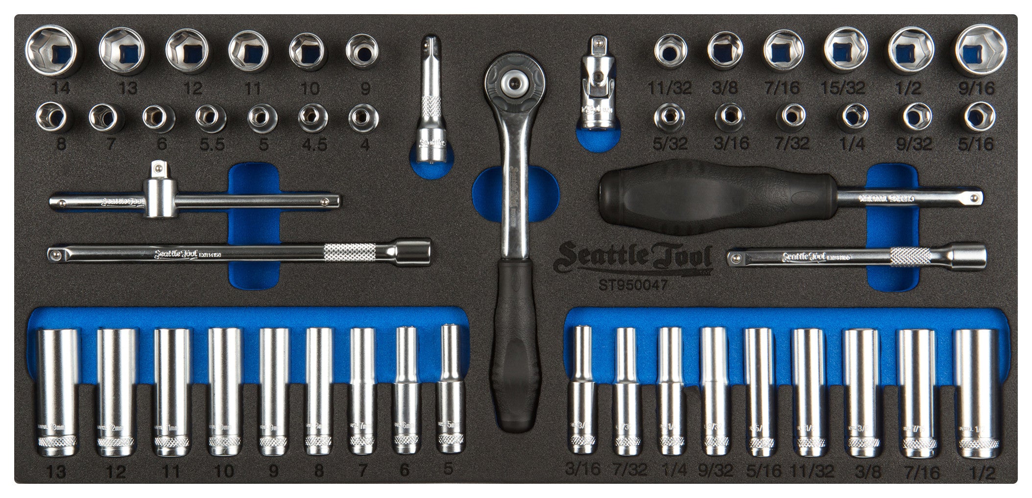 1/4" 6 Point Socket and Driver Set - 50 Pieces Metric & SAE